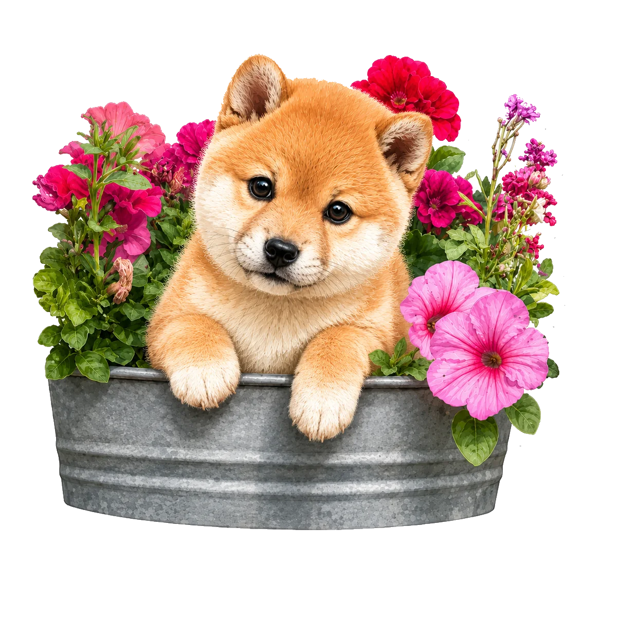 Sticker-style puppy illustration